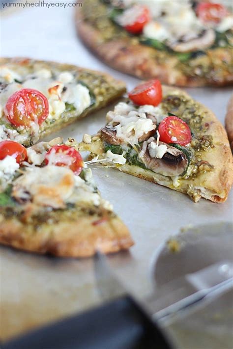 Easy Pesto Pita Bread Pizzas Yummy Healthy Easy