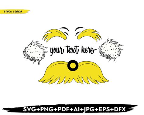 Lorax Mustache Outline Clipart