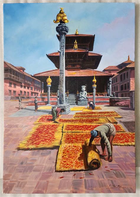 Nyatapola Temple oil Colour Painting , Nepali Art | Price: US$400 | Oil ...