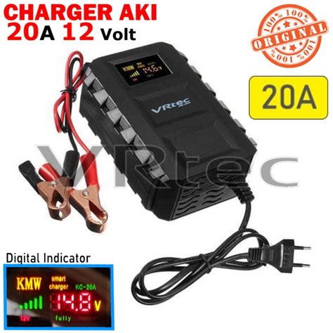 Jual VRtec Charger Aki 12V 20A Mobil Dan Motor Indikator Layar LCD