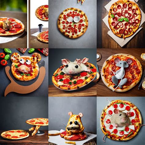 A Rat Made Of Pizza On A Table Professional Food Stable Diffusion