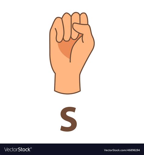 Hand Showing Letter S Sign Language Alphabet Vector Image