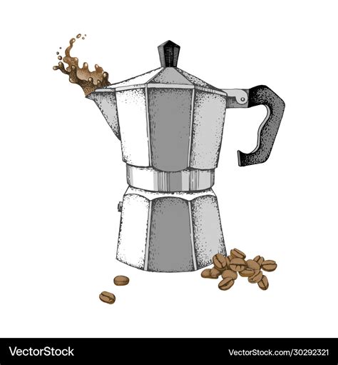 Hand Drawn Italian Coffee Maker Or Moka Pot Vector Image