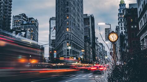 Hintergrundbilder Flatiron Gebäude New York City Langzeitbelichtung