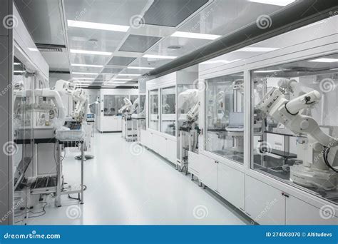 Cleanroom With Robotic Arms And Hands Performing Intricate Tasks In