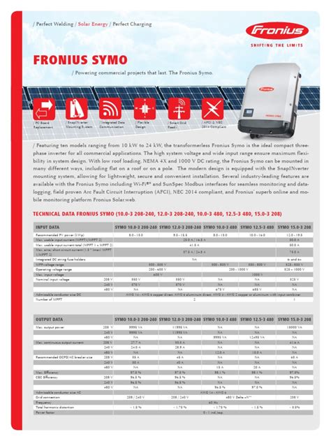 fronius symo inverter datasheet  usb power inverter