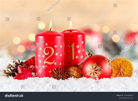 Second 2nd Sunday Advent Burning Candle Stock Photo 2383488257 ...