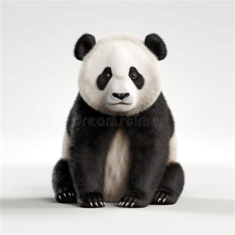 Photorealistic Panda Bear 3d Render on White Background Stock ...