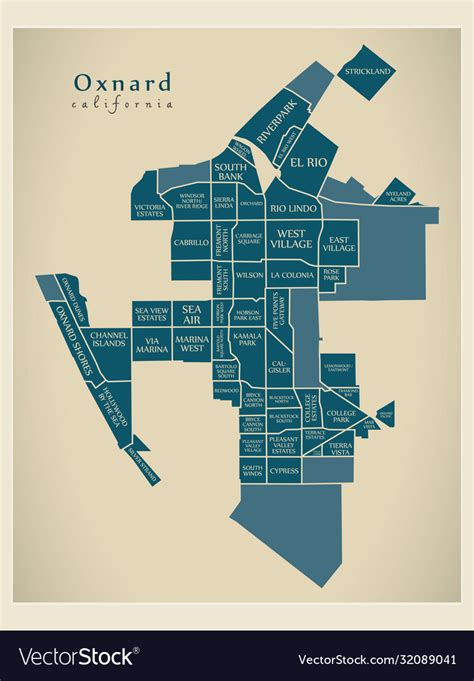 Modern City Map Oxnard California Royalty Free Vector