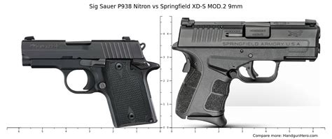 Sig Sauer P938 Nitron Vs Springfield Xd S Mod 2 9mm Size Comparison Handgun Hero