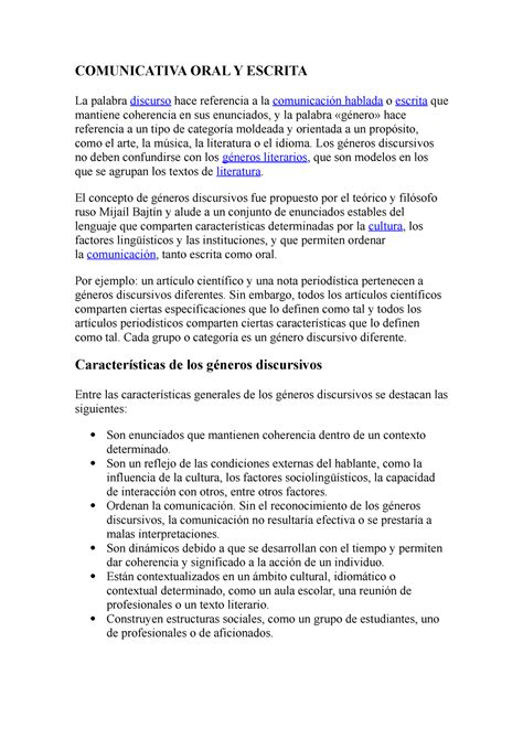 Comunicativa ORAL Y Escrita LA Lectura COMO Medio DE Construcción Y