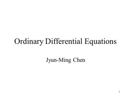 Se Numerical Methods Topic Ordinary Differential Equations Odes