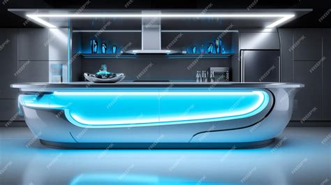 Premium Ai Image Kitchen Of The Future Futuristic Bar Counter Modern