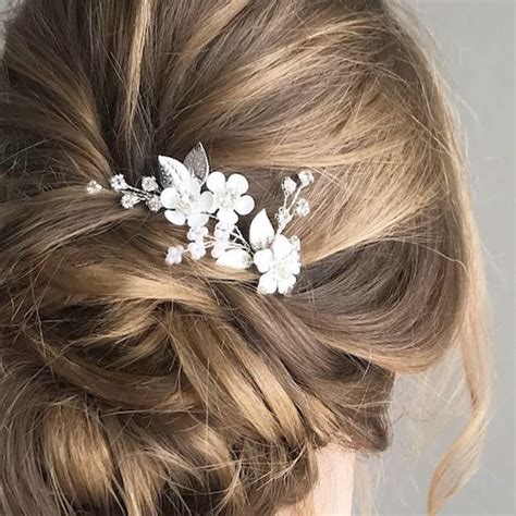 Ivory Flower Clips Wedding Bobby Pins Floral Clip Set Hair Etsy