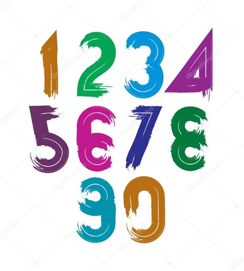 Handwritten Vector Numbers Isolated On White Background Painted Stock