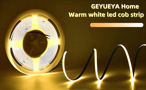 GEYUEYA Home COB LED Strip 5M 3000K Warm White LED Strip Light With