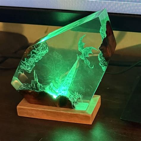 Dragon Resin Night Light Dragon Art Dragon Statue Fire Dragon And Ice Dragon Lamptable Lamp
