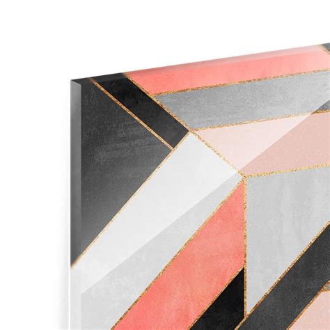 Geometrie Rosa Und Gold Glasbild Im Querformat Bilderwelten