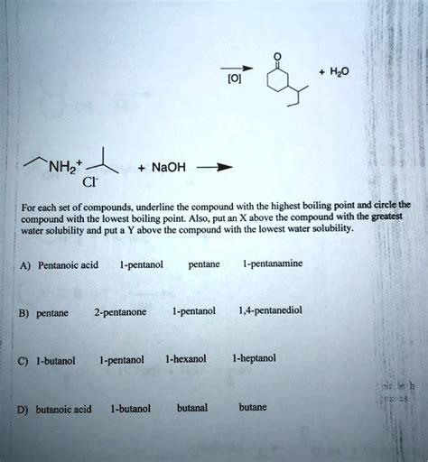 SOLVED: Text: H2O NH3 NaOH For each set of compounds, underline the ...