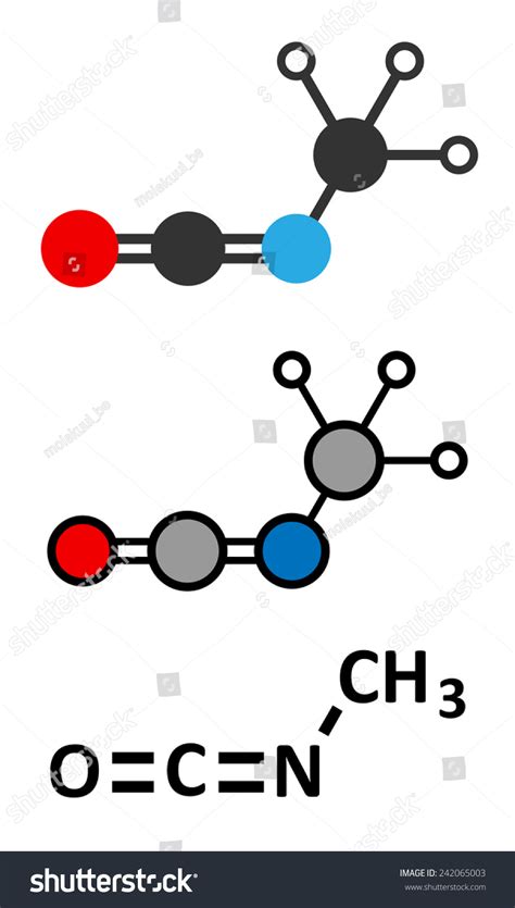 methyl isocyanate mic toxic molecule important stock vector royalty