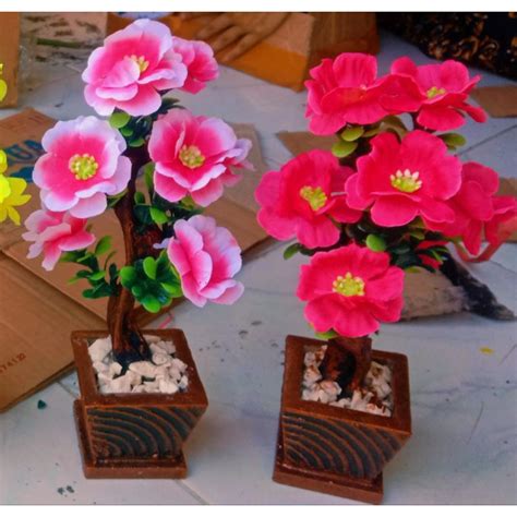 jual tinggi cm lengkap pot bebatuan bunga hias artificial dekorasi
