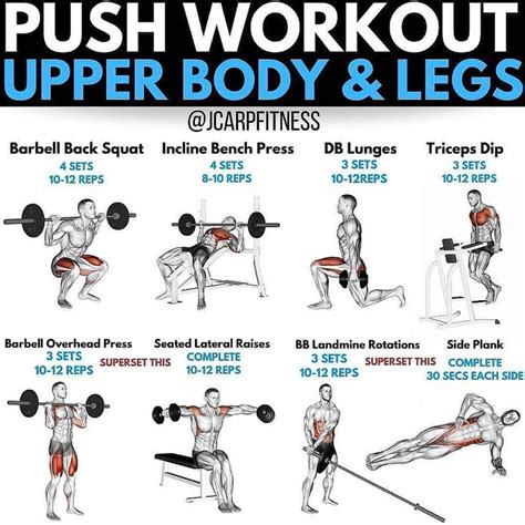 ⭕️push Workout With Upper Body Legs And Core⭕️ Here’s An Example Of Push Workout That