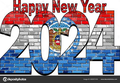 Happy New Year Missouri Flag Illustration Happy New Stock