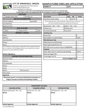 Fillable Online Manufactured Dwelling Application Fax Email Print