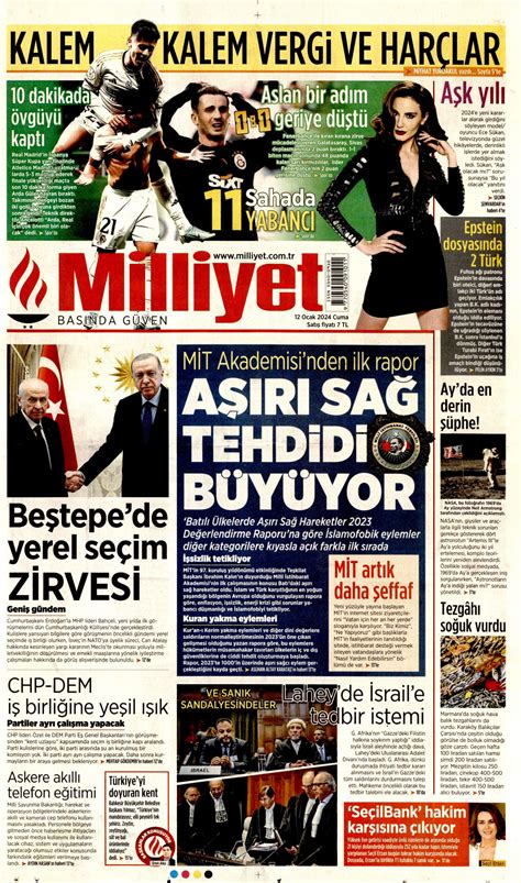 Milliyet Gazetesi Milliyet Manşet Oku Haberler 12 Ocak 2024