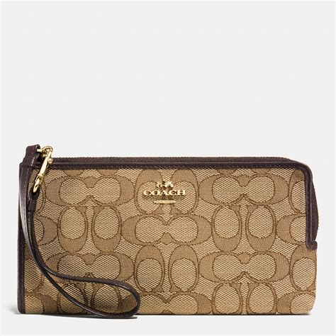 Coach Zippy Wallet In Signature Fabric in Brown (LIGHT GOLD/KHAKI/BROWN ...