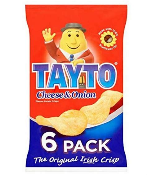 Tayto Cheese And Onion Crisps 6 Pack SI Brits R U S