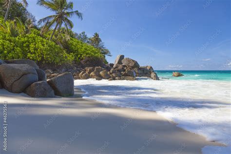 Carana Beach auf der Insel Mahé Seychellen ภาพถายสตอก Adobe Stock