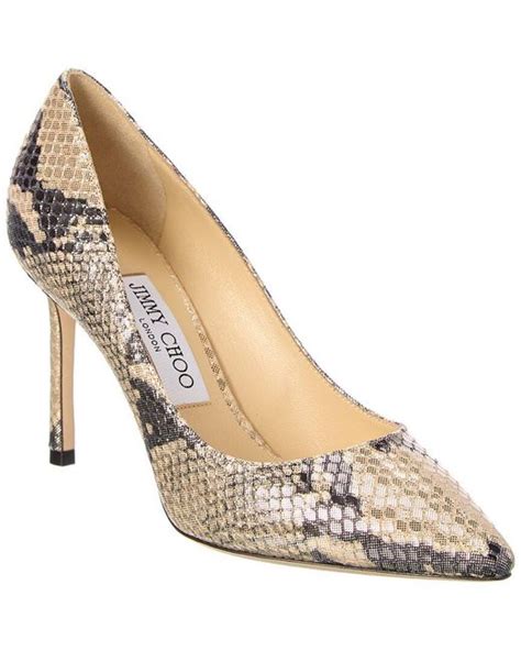 Jimmy Choo Romy Snake Embossed Leather Pump In Metallic Lyst