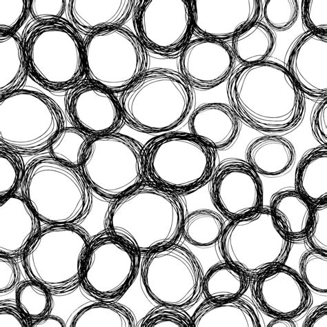 Seamless Pattern With Black Sketch Hand Drawn Pencil Scribble Ellipse