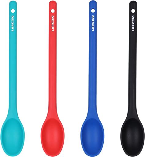 LARCISO 4 Pieces Silicone Spoon Heat Resistant Non Stick Food Grade