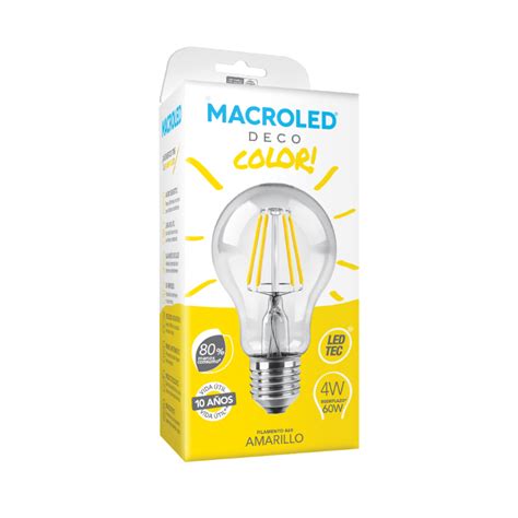 Bulbo LED Gota Deco Color 4W E27 Amarillo MACROLED Años luz