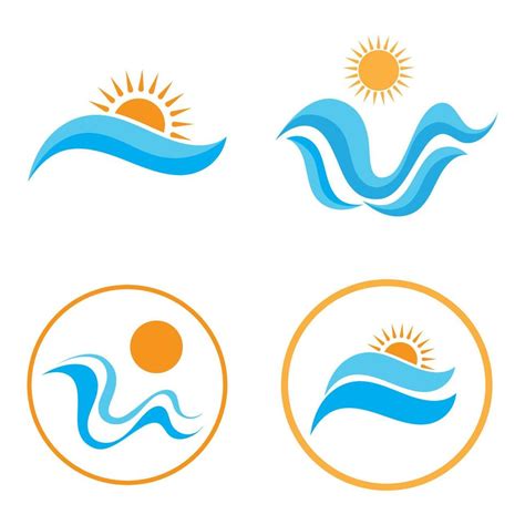 Logotipo De Olas De Sol Y Mar Olas De Playa Concepto Moderno