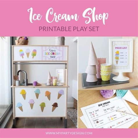 Ice Cream Shop Dramatic Play Set Pretend Play Ice Cream Parlor Instant Download Printable