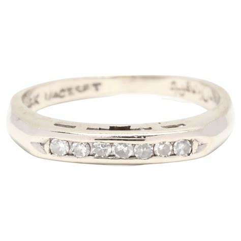 Vintage Thin White Gold Six Diamond Ring For Sale at 1stDibs | thin