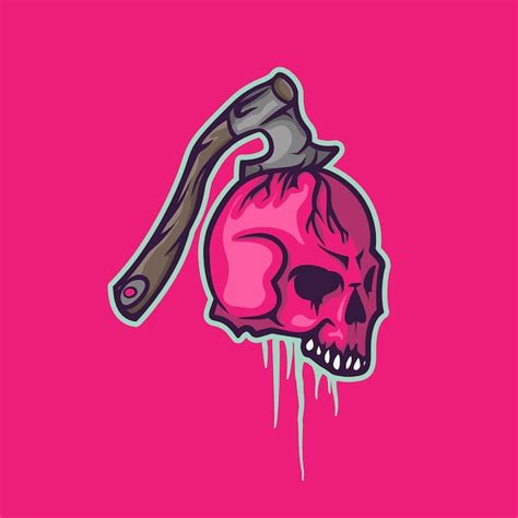 Premium Vector Skull With Axes Vector Illustration Mascot Logo Design