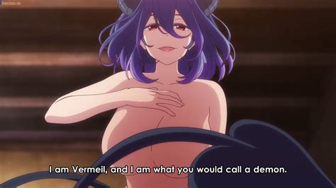 Rule 34 Anime Screencap Demon Girl Demon Horns Demon Tail Heart Tail Horns Huge Breasts Kinsou