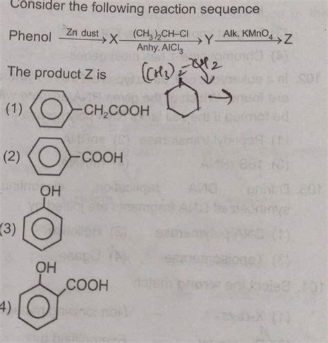 Consider The Following Reaction Sequence The Product Z Is Ch3 2 −ou2