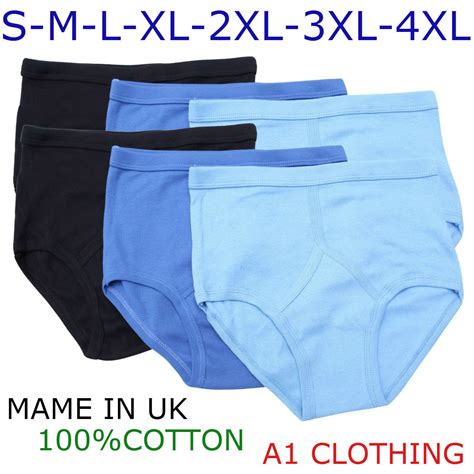 6 Mens Y Fronts Briefs 100 Cotton Int Underwear White And Blue S S