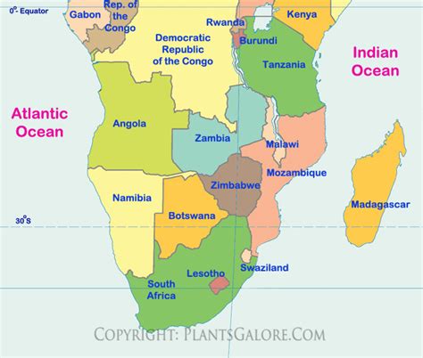 Types: Map of Southern Africa - Ornamental Plant Information from ...