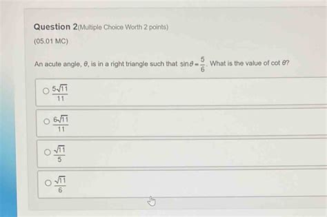 Question Multiple Choice Worth Points Mc An Acute Angle