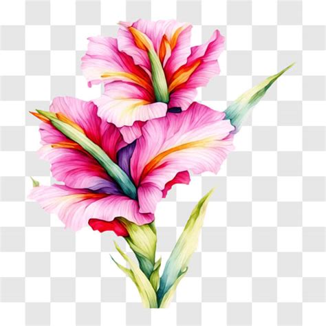 Baixe Linda Flor Rosa Folhas Verdes PNG Creative Fabrica