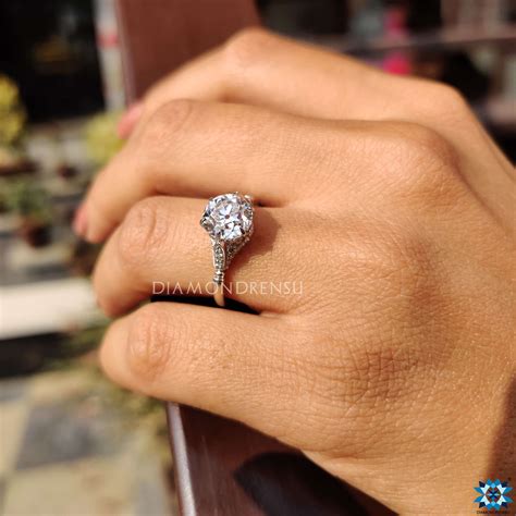 Classic Old European Cut Antique Vintage Moissanite Engagement Ring