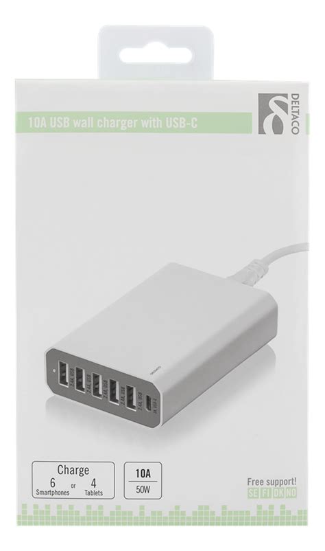 K P Deltaco Usb Laddningsstation A Xusb C Ho Xusb M Vit