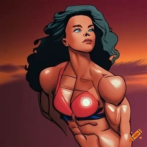 Actress Kimberly Huie As A Powerful Female Bodybuilder In 90s Marvel