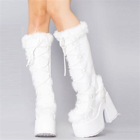 Kawaii Y2k Aesthetic Faux Fur Chunky Platform Boots The Kawaii Factory